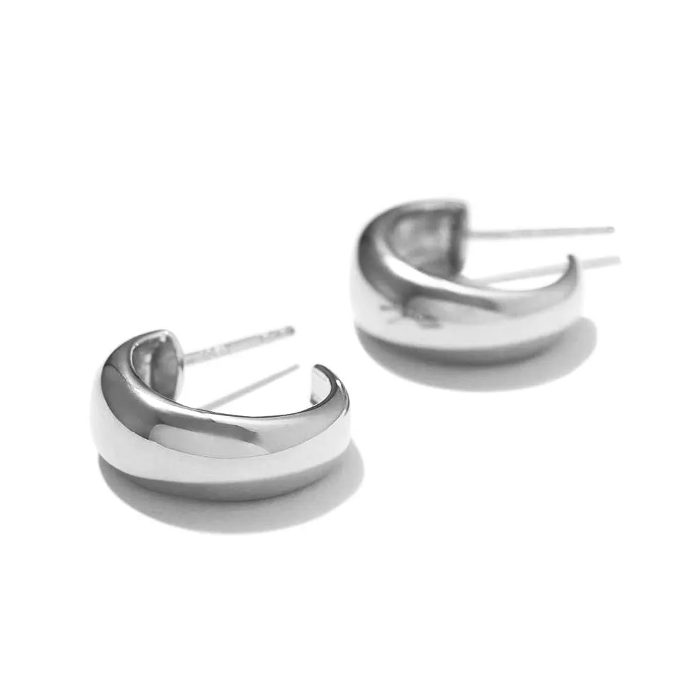 Wide Huggie Hoop Earrings sold by MSBLUE Jewelry product image thumbnail 4