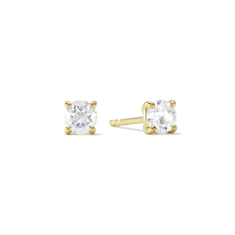 Round White Sapphire Stud Earrings sold by MSBLUE Jewelry