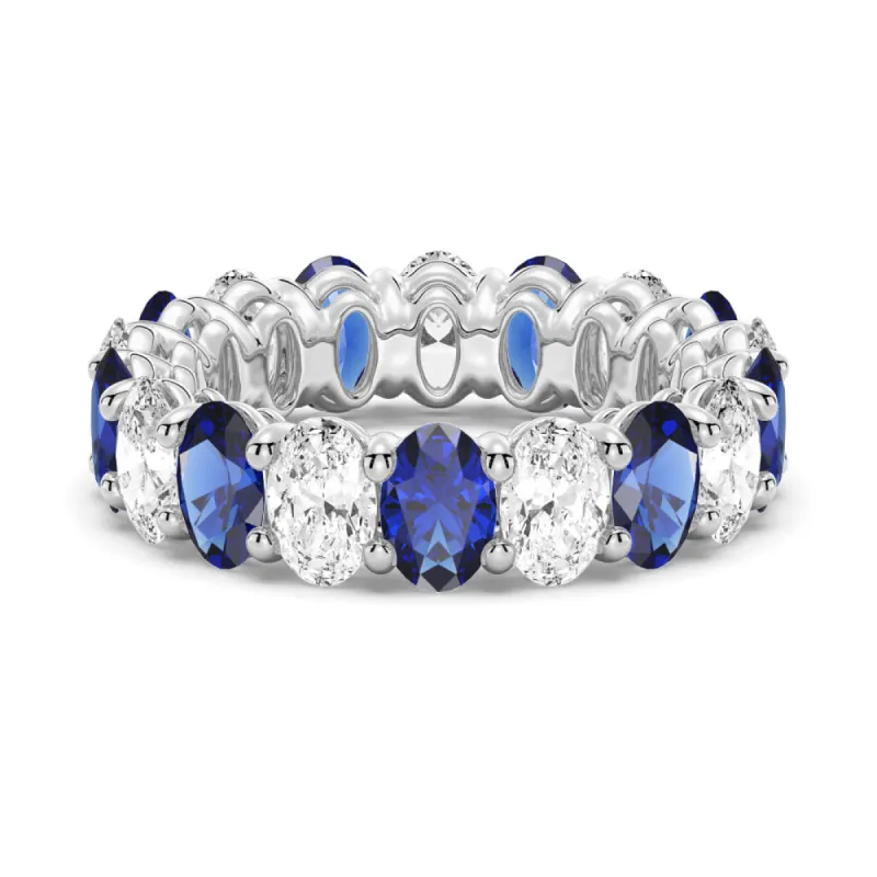 6.6 CT. Lab Grown White Sapphire with Sapphire Gemstone Band sold by MSBLUE Jewelry