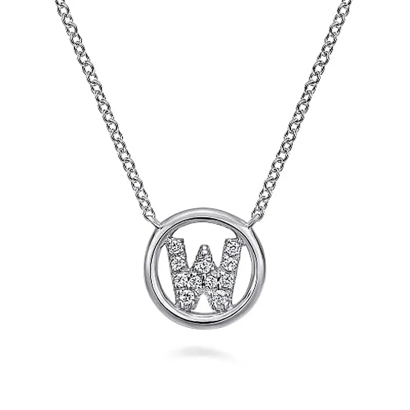 Round Pavé Initial W Pendant Necklace sold by MSBLUE Jewelry