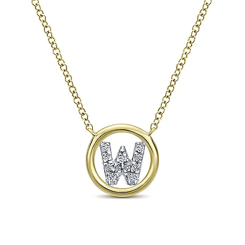 Round Pavé Initial W Pendant Necklace sold by MSBLUE Jewelry product image thumbnail 2