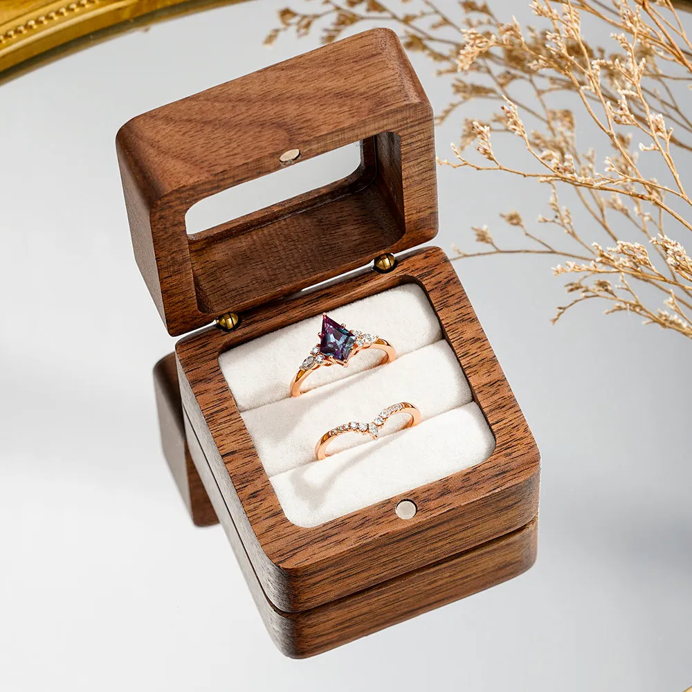 2 CT. Art Deco Kite Cut Alexandrite Engagement Ring Set With Moissanite Accents sold by MSBLUE Jewelry product image thumbnail 5