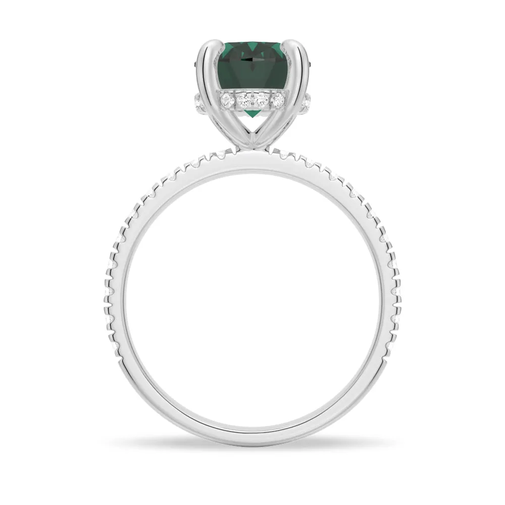 2 CT. Micropavé Oval Green Moissanite Engagement Ring With Hidden Halo sold by MSBLUE Jewelry product image thumbnail 4