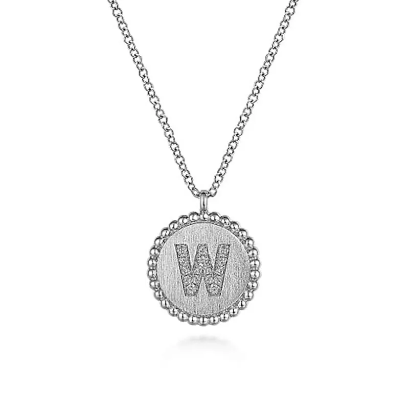 Initial W Medallion Necklace sold by MSBLUE Jewelry