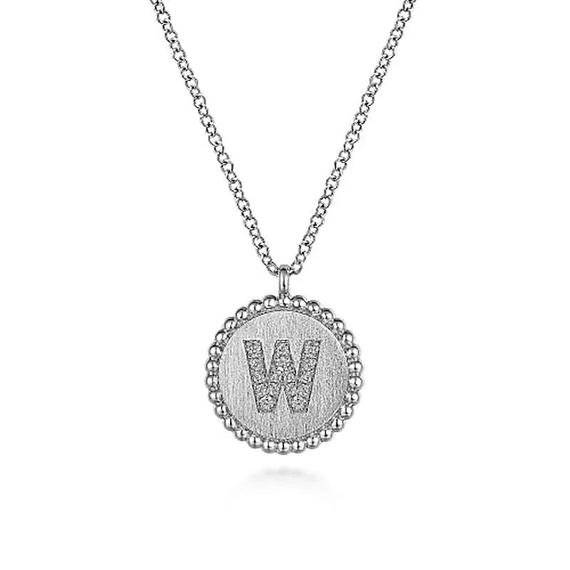 Initial W Medallion Necklace sold by MSBLUE Jewelry