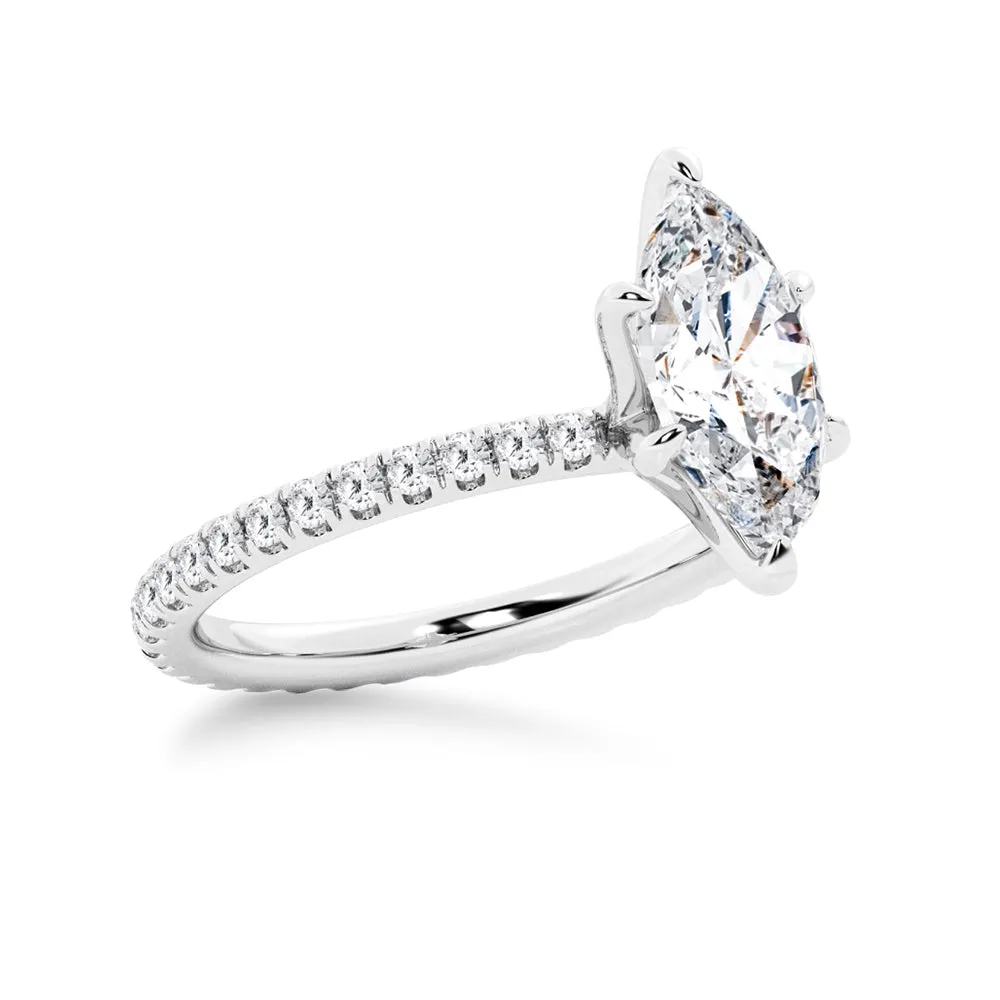 Marquise Cut Moissanite Engagement Ring With Eternity Pave Band sold by MSBLUE Jewelry product image thumbnail 4