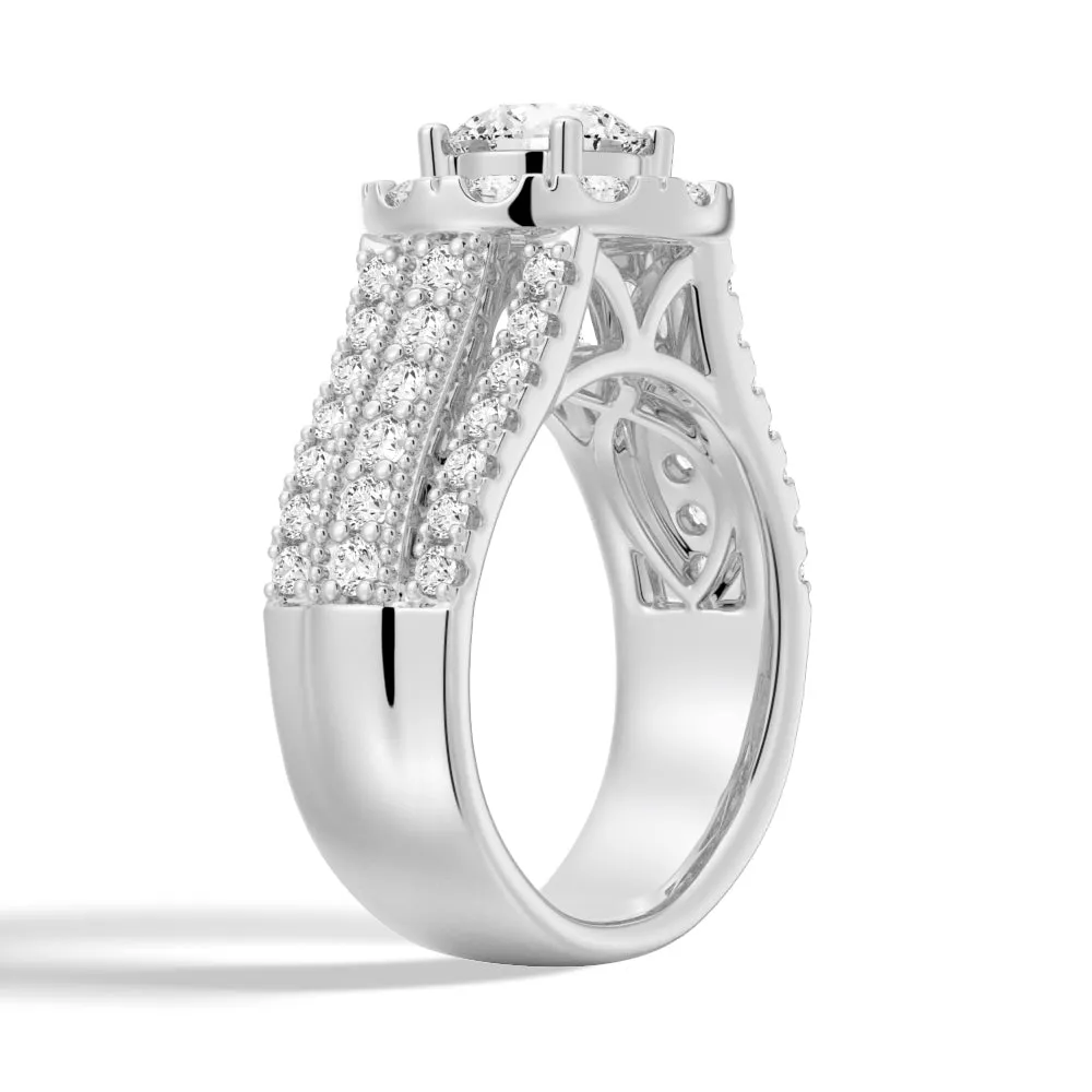 Vintage Round Moissanite Halo Engagement Ring With Triple Shank Band sold by MSBLUE Jewelry product image thumbnail 4