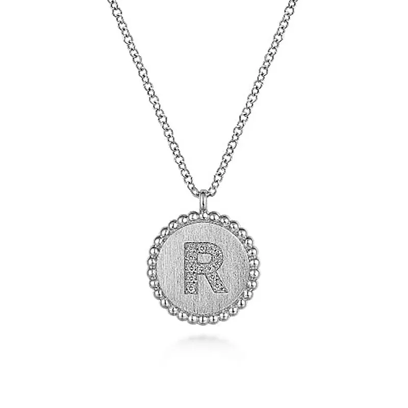 Initial R Medallion Necklace sold by MSBLUE Jewelry