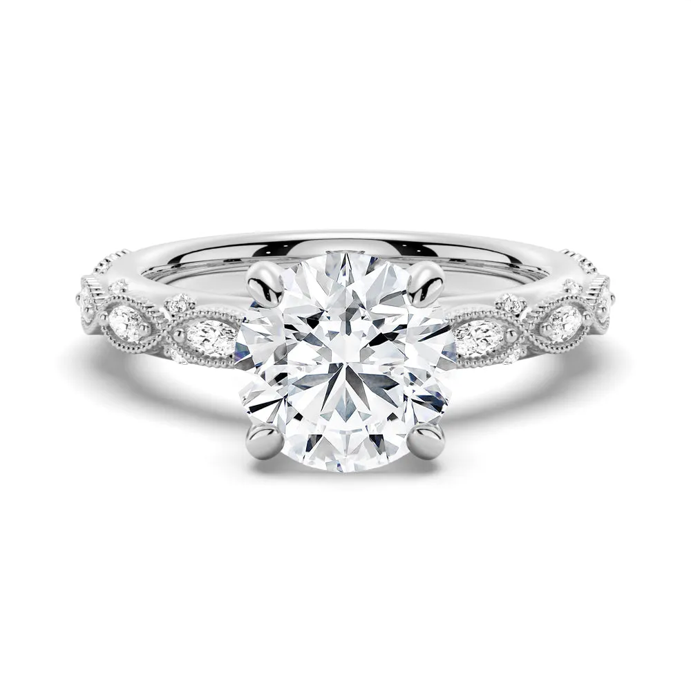 Vintage Infinity Milgrain Cushion Cut Moissanite Engagement Ring sold by MSBLUE Jewelry