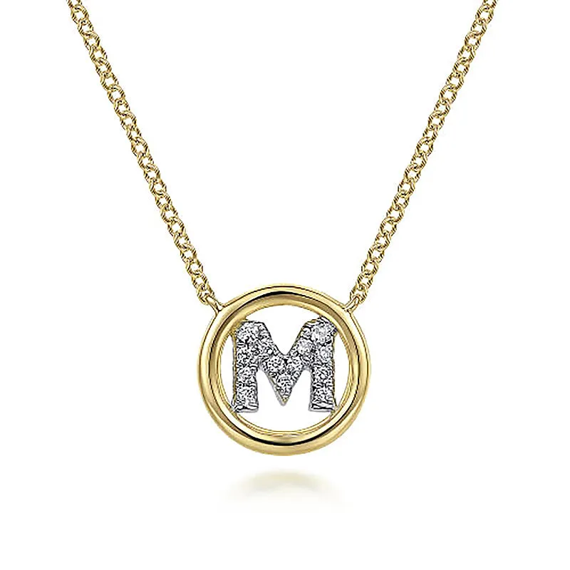 Round Pavé Initial M Pendant Necklace sold by MSBLUE Jewelry product image thumbnail 2