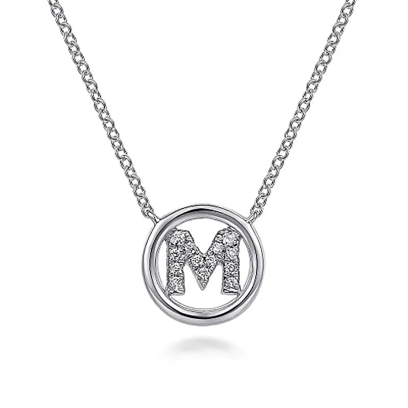 Round Pavé Initial M Pendant Necklace sold by MSBLUE Jewelry