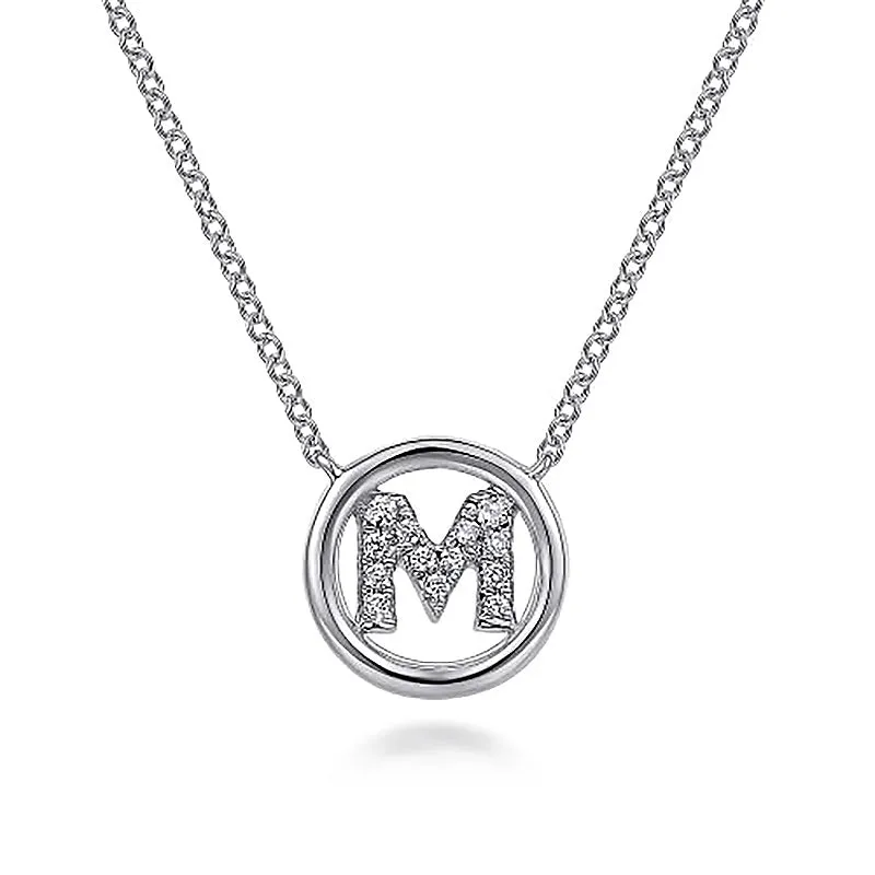 Round Pavé Initial M Pendant Necklace sold by MSBLUE Jewelry