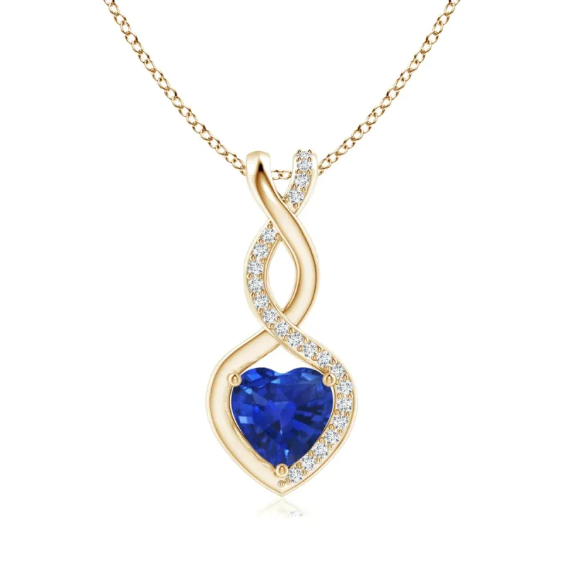 1.1 CT. Blue Sapphire and White Sapphire Infinity Swirl Pendant sold by MSBLUE Jewelry