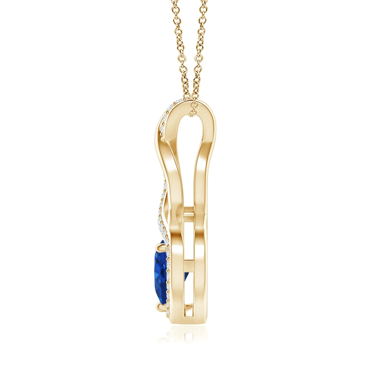1.1 CT. Blue Sapphire and White Sapphire Infinity Swirl Pendant sold by MSBLUE Jewelry product image thumbnail 2