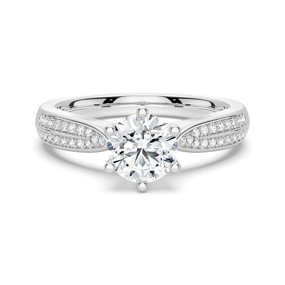 1 CT. Six-Prong Round Moissanite Engagement Ring sold by MSBLUE Jewelry