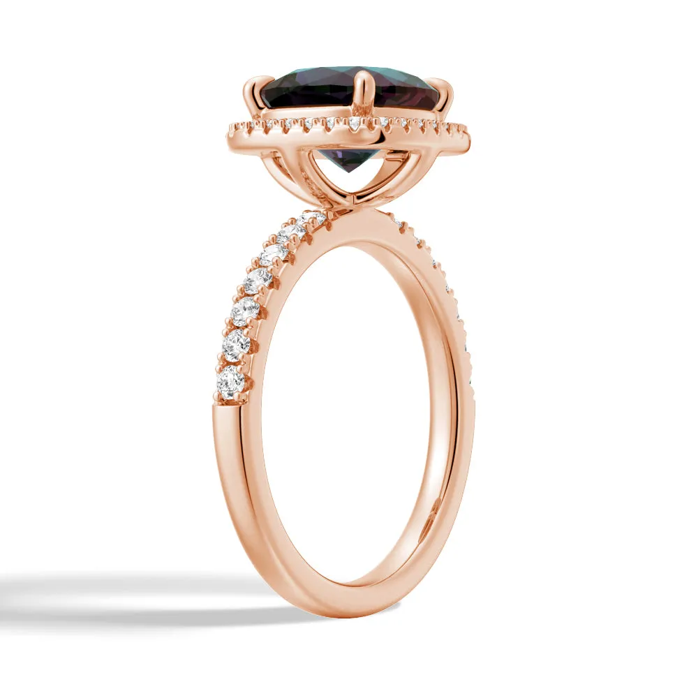 2 CT. Cushion Cut Alexandrite Engagement Ring With Moissanite Halo Pavé sold by MSBLUE Jewelry product image thumbnail 2