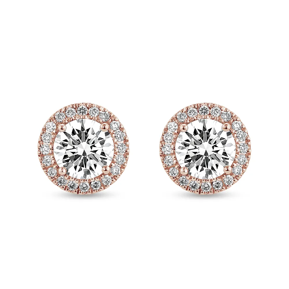 2.2 ctw Round Moissanite Pavé Halo Stud Earrings sold by MSBLUE Jewelry product image thumbnail 3