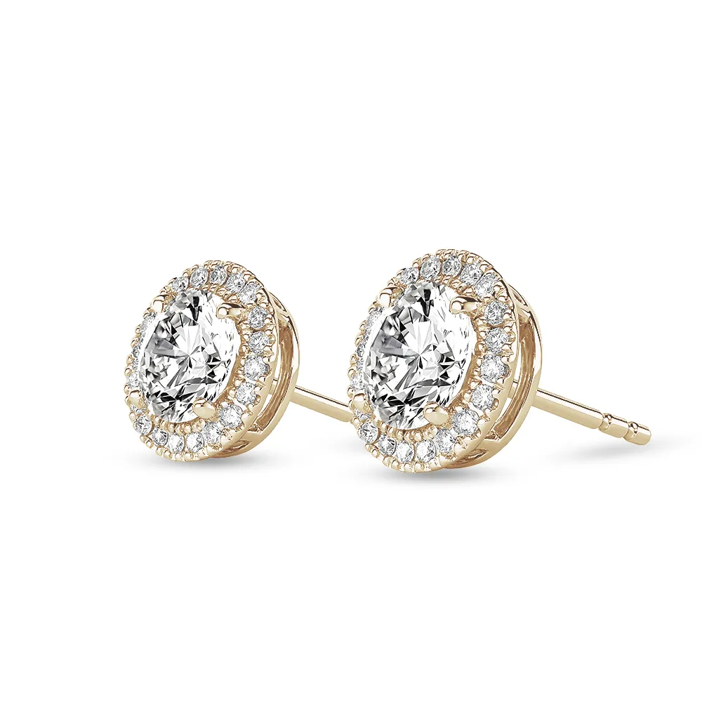 2.2 ctw Round Moissanite Pavé Halo Stud Earrings sold by MSBLUE Jewelry product image thumbnail 5