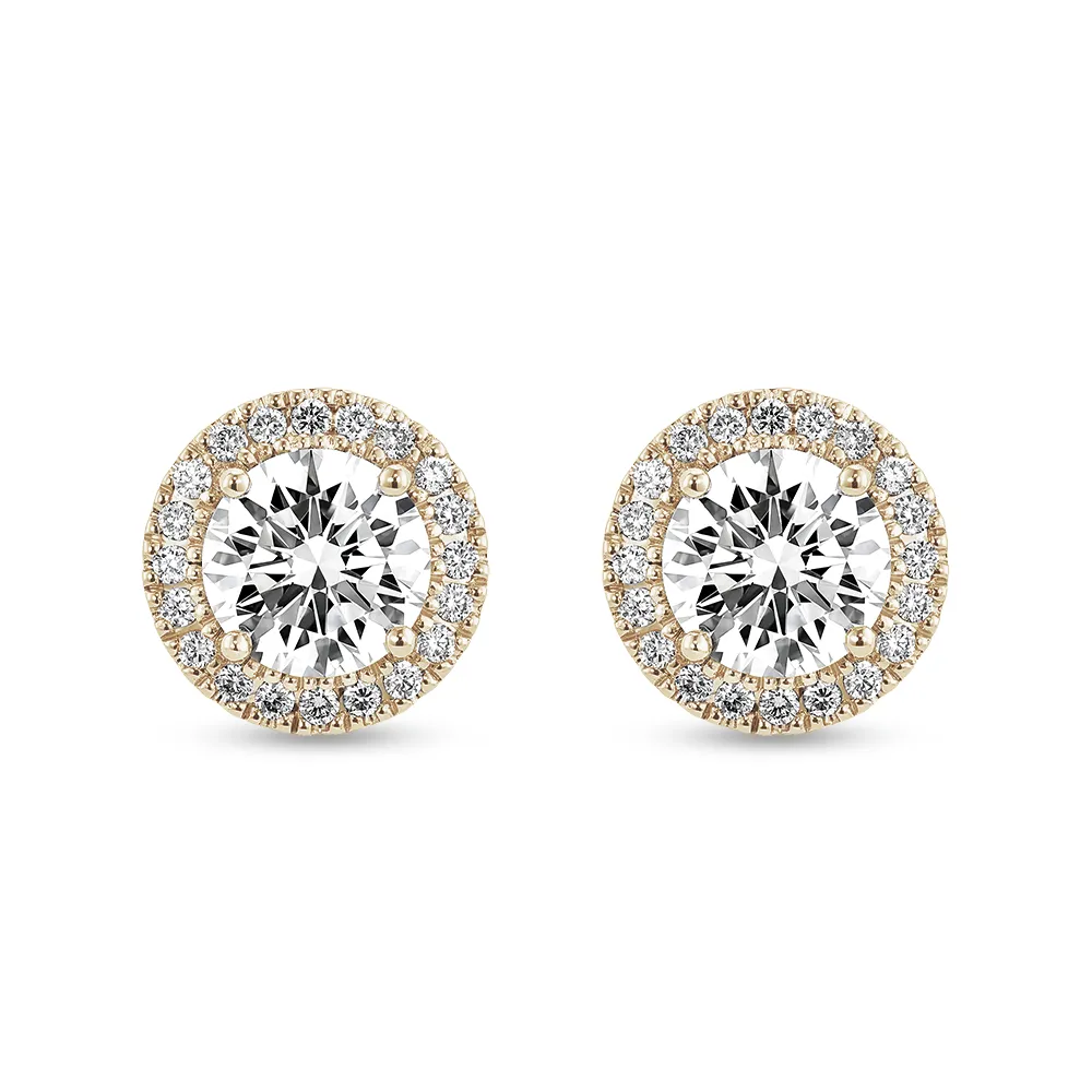 2.2 ctw Round Moissanite Pavé Halo Stud Earrings sold by MSBLUE Jewelry product image thumbnail 2