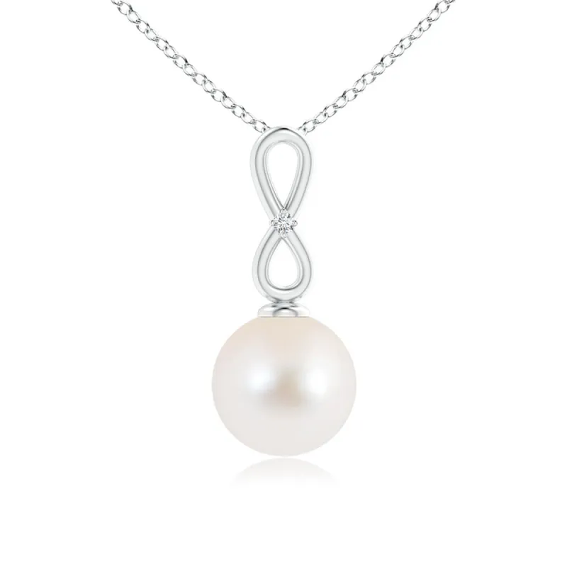 8mm Freshwater Cultured Pearl Infinity Loop Pendant sold by MSBLUE Jewelry