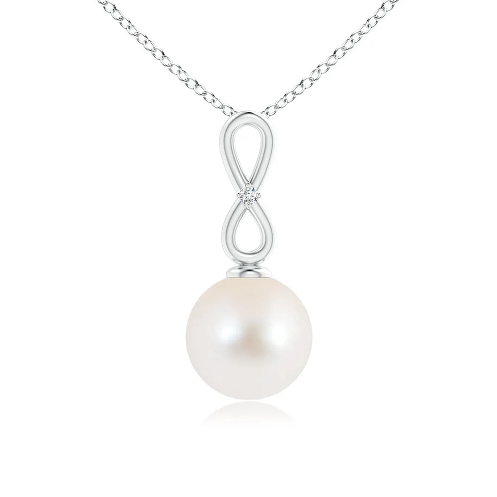 8mm Freshwater Cultured Pearl Infinity Loop Pendant sold by MSBLUE Jewelry