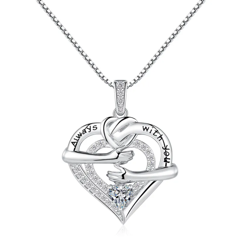 Hands Hugging Double Heart Pendant sold by MSBLUE Jewelry