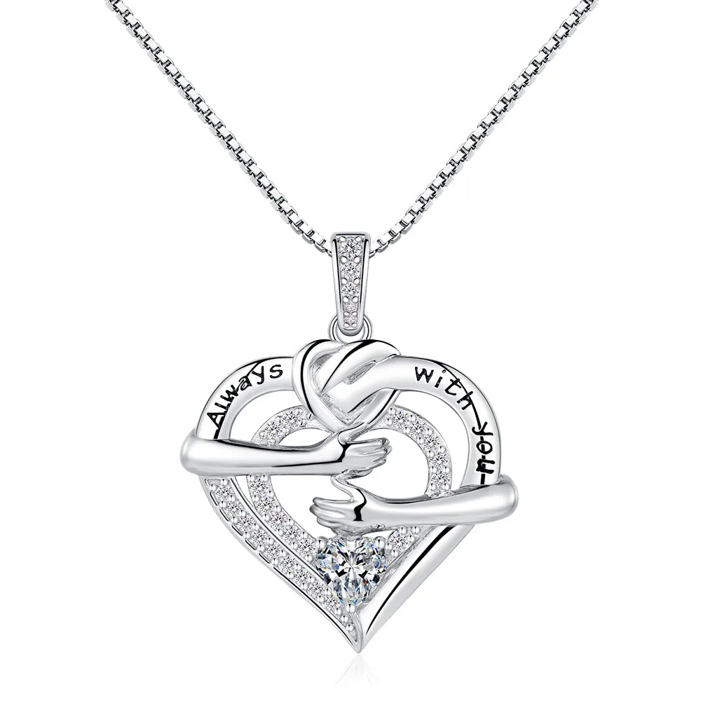 Hands Hugging Double Heart Pendant sold by MSBLUE Jewelry