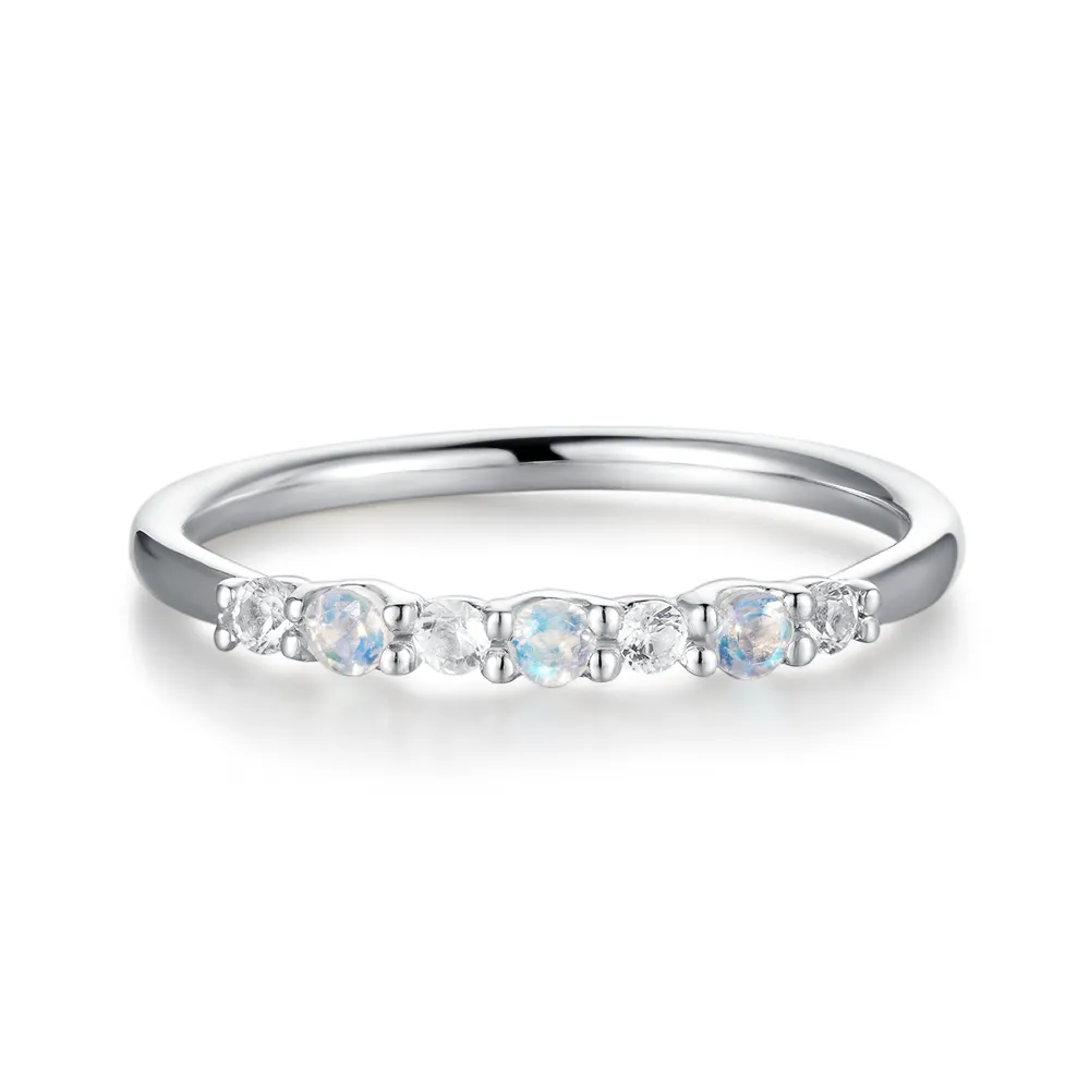 Petite Moonstone And White Sapphire Band sold by MSBLUE Jewelry