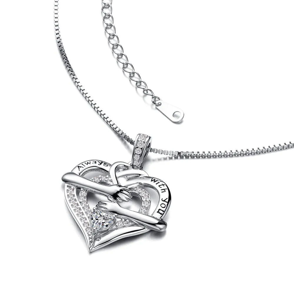 Hands Hugging Double Heart Pendant sold by MSBLUE Jewelry product image thumbnail 2