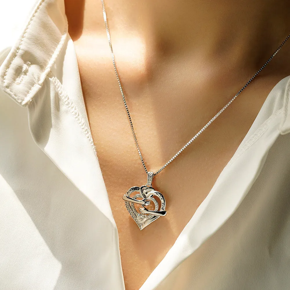 Hands Hugging Double Heart Pendant sold by MSBLUE Jewelry product image thumbnail 4