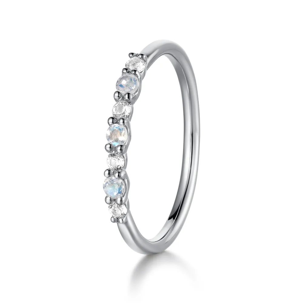 Petite Moonstone And White Sapphire Band sold by MSBLUE Jewelry product image thumbnail 4