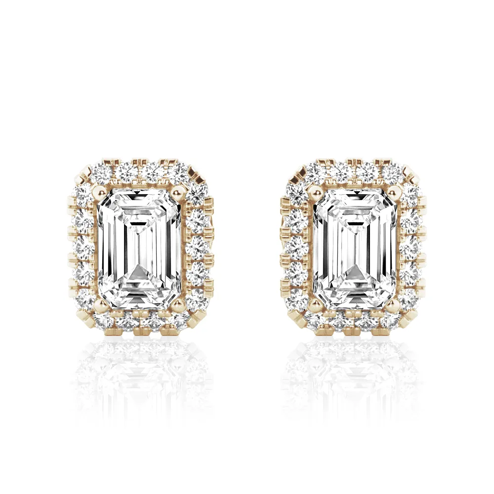 4.14 ctw Emerald Cut Moissanite Halo Stud Earrings sold by MSBLUE Jewelry product image thumbnail 2