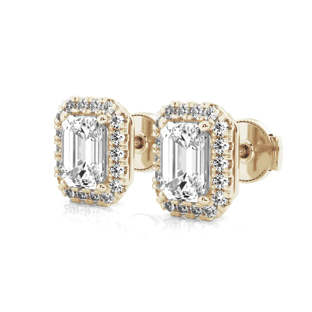 4.14 ctw Emerald Cut Moissanite Halo Stud Earrings sold by MSBLUE Jewelry product image thumbnail 5