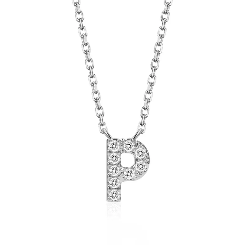Classic Pavé Initial P Pendant Necklace sold by MSBLUE Jewelry