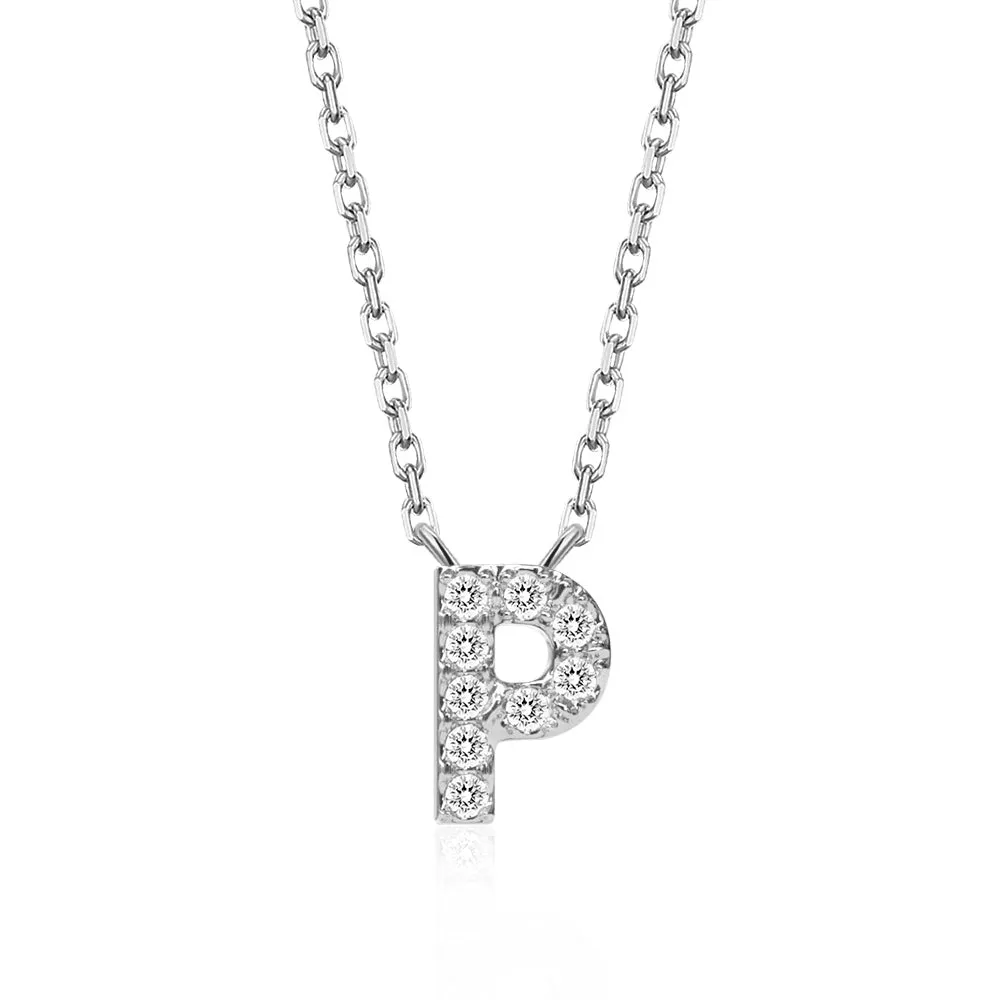 Classic Pavé Initial P Pendant Necklace sold by MSBLUE Jewelry