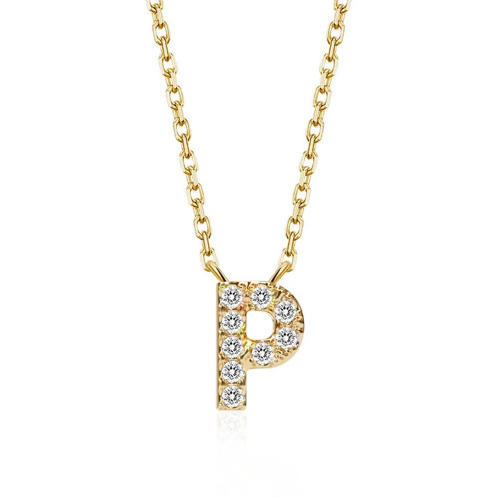 Classic Pavé Initial P Pendant Necklace sold by MSBLUE Jewelry product image thumbnail 2