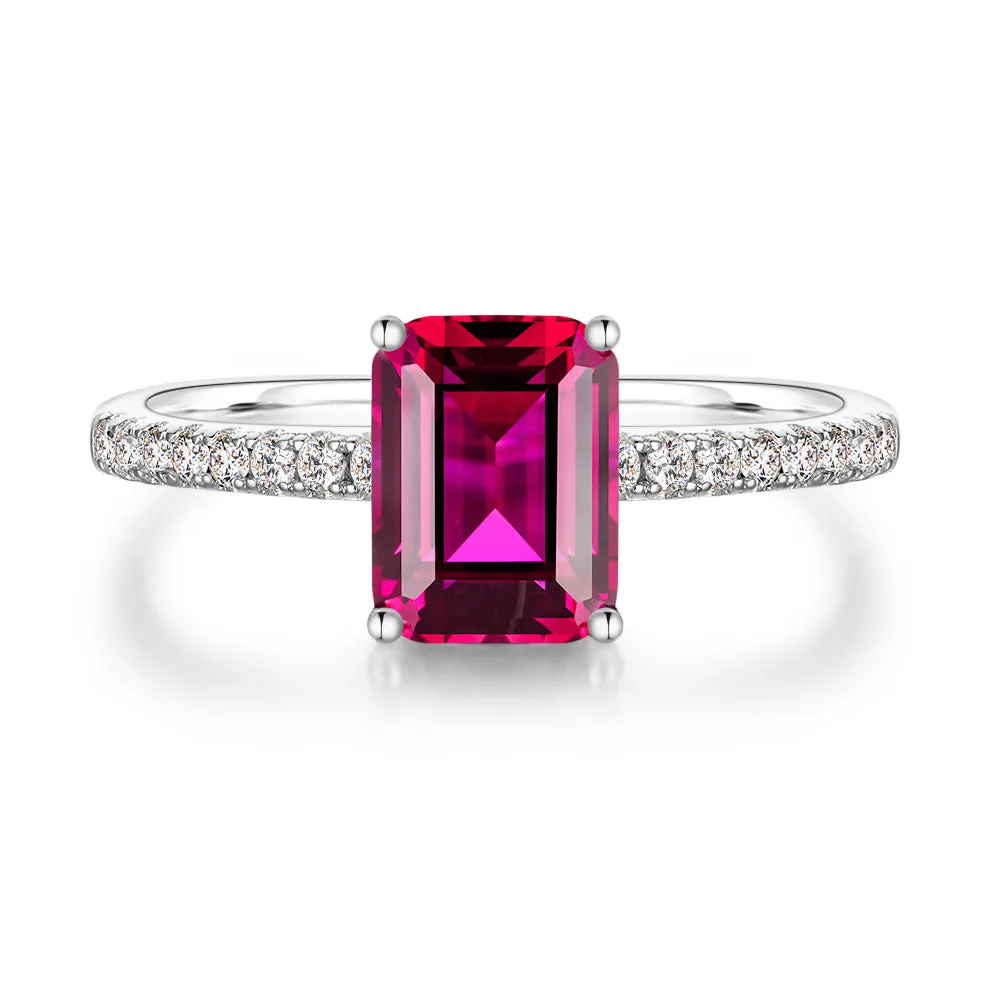 2 CT. Petite Trellis Lab Grown Ruby Gemstone Ring sold by MSBLUE Jewelry