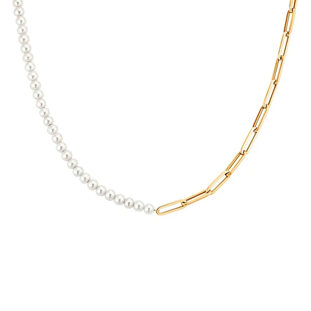 Duality Cultured Pearl and Paperclip Chain Necklace sold by MSBLUE Jewelry product image thumbnail 3