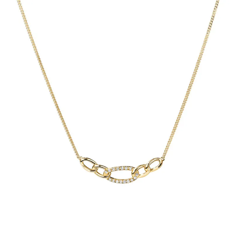 Pavé Interlocking Link Curve Necklace sold by MSBLUE Jewelry