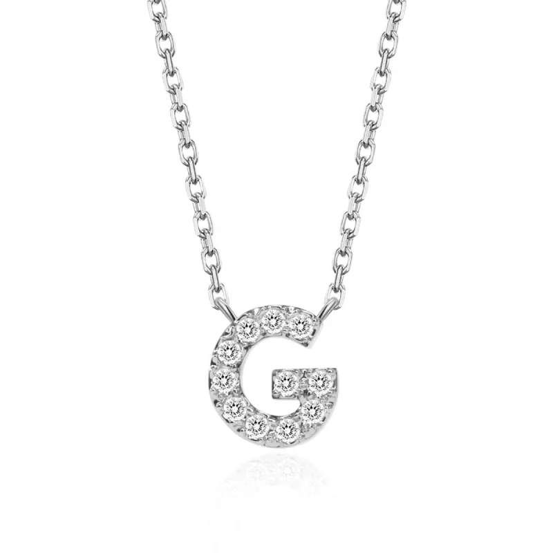 Classic Pavé Initial G Pendant Necklace sold by MSBLUE Jewelry