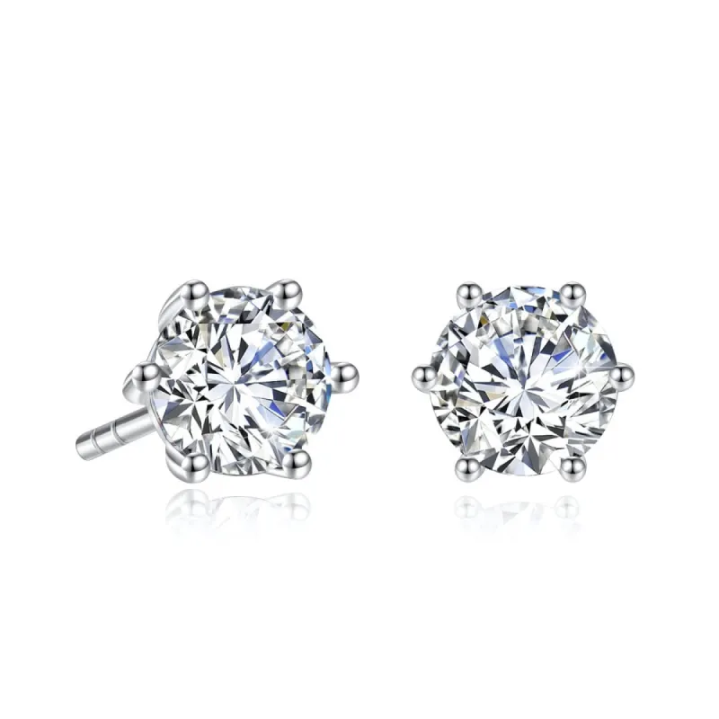 1 CT. Classic Six Prong Round Moissanite Stud Earrings sold by MSBLUE Jewelry