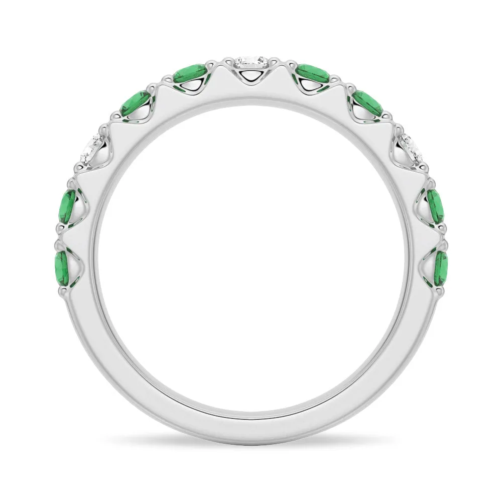 Round Emerald and White Sapphire Half Eternity Wedding Ring sold by MSBLUE Jewelry product image thumbnail 4