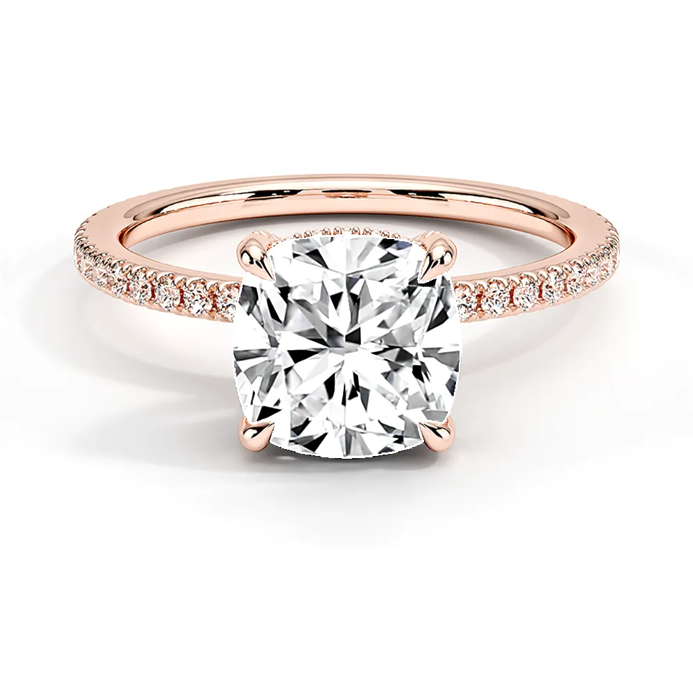 Cushion Cut Engagement Ring With Hidden Halo sold by MSBLUE Jewelry product image thumbnail 3