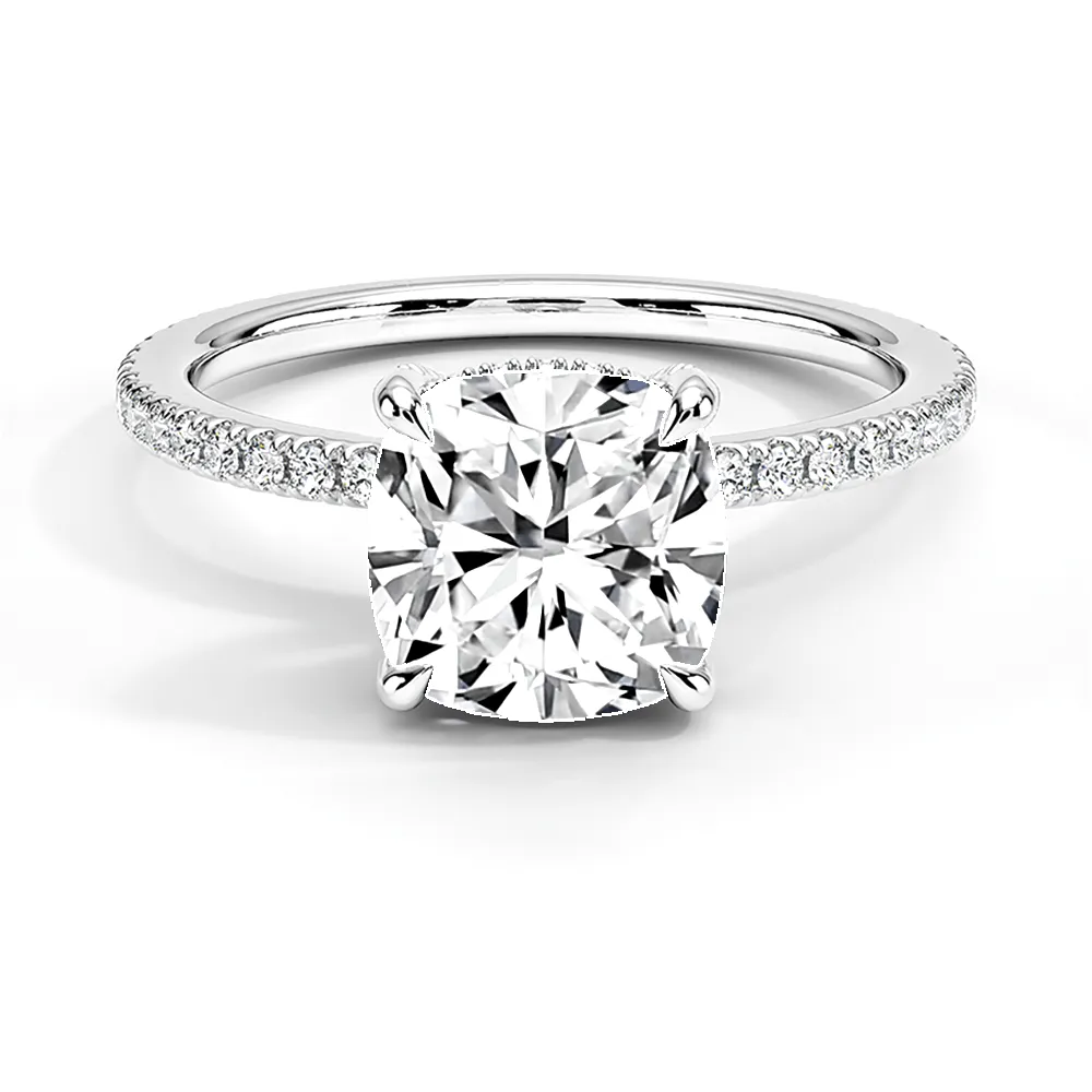 Cushion Cut Engagement Ring With Hidden Halo sold by MSBLUE Jewelry