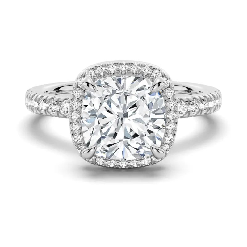 Cushion Cut Halo Moissanite Engagement Ring sold by MSBLUE Jewelry