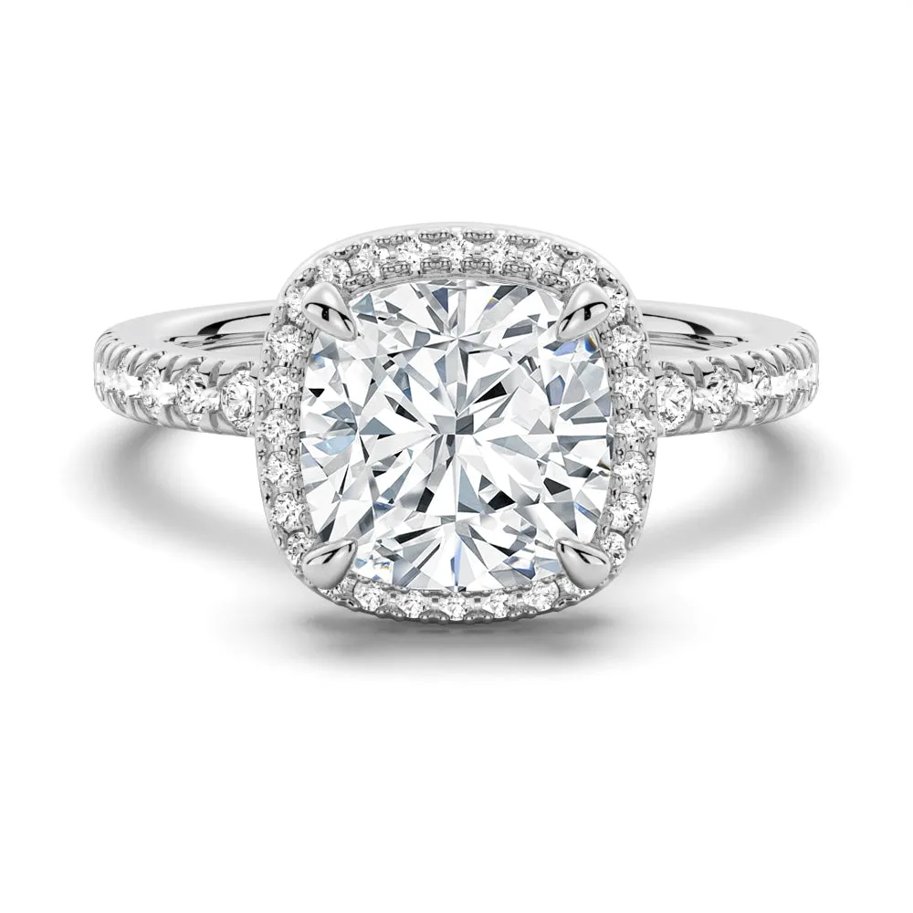 Cushion Cut Halo Moissanite Engagement Ring sold by MSBLUE Jewelry