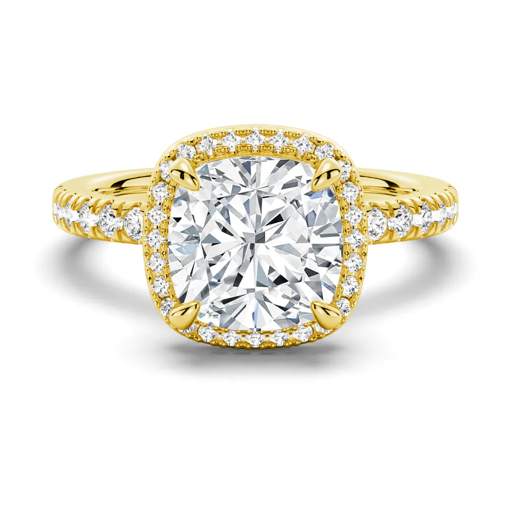Cushion Cut Halo Moissanite Engagement Ring sold by MSBLUE Jewelry product image thumbnail 2