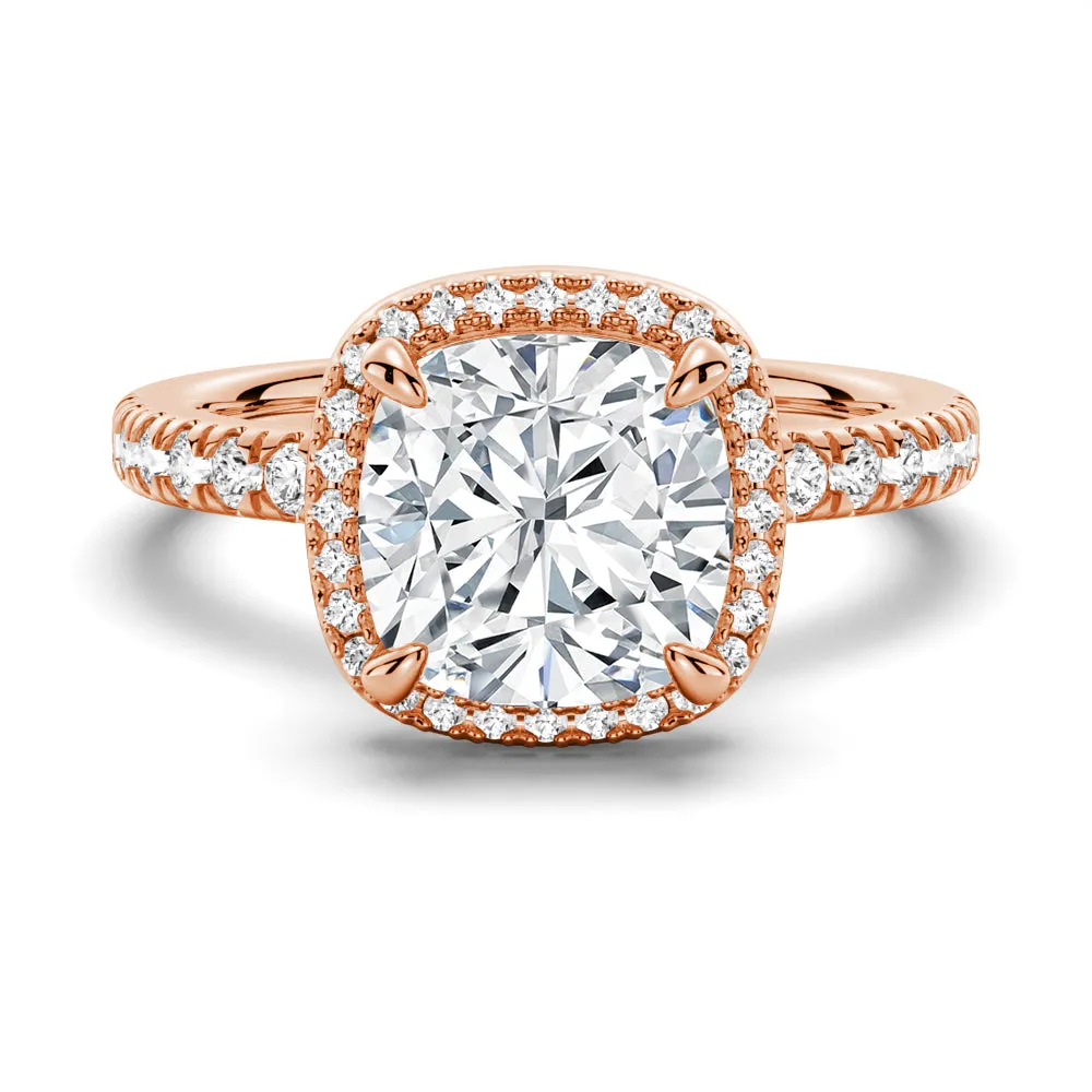 Cushion Cut Halo Moissanite Engagement Ring sold by MSBLUE Jewelry product image thumbnail 3