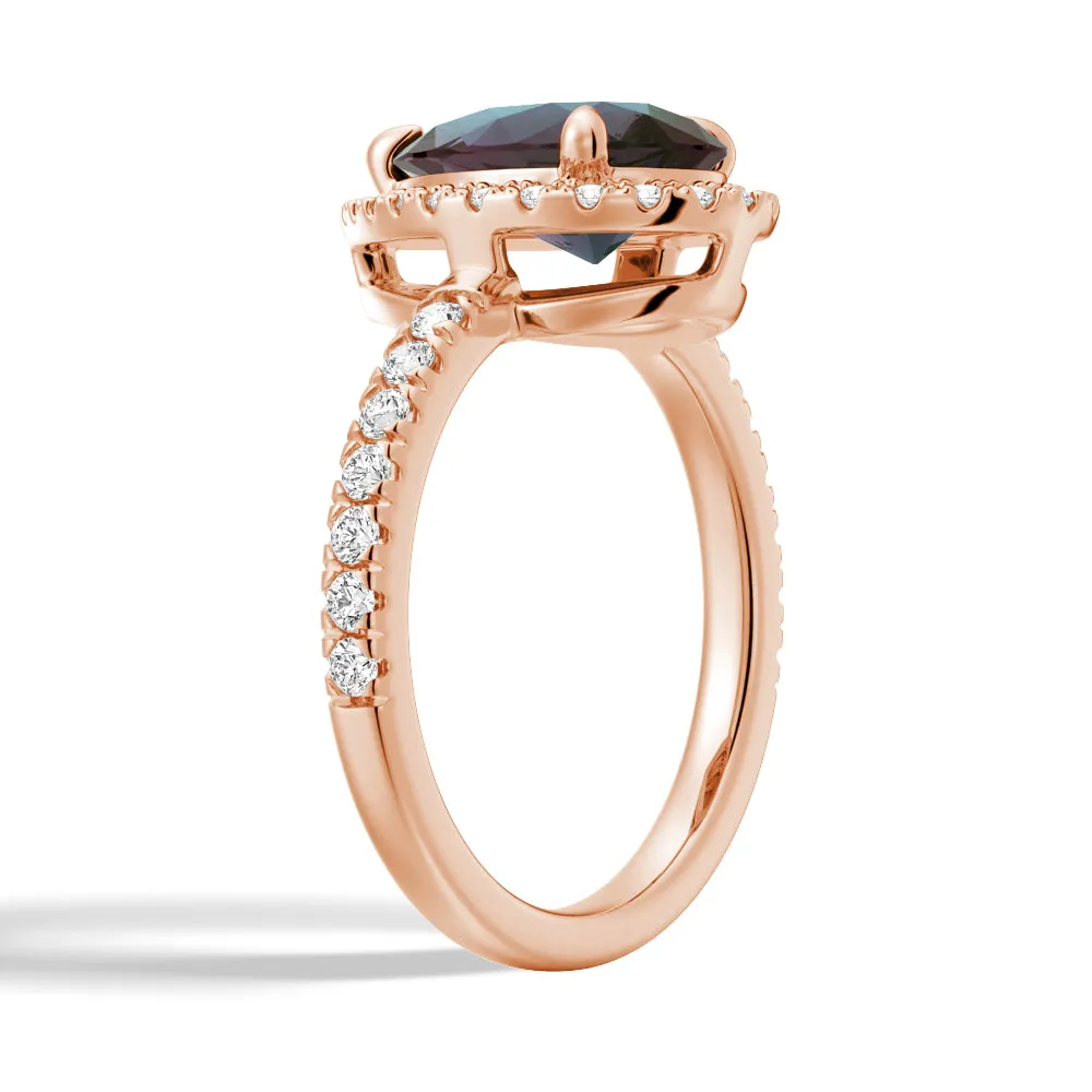 3 CT. Pear Shaped Alexandrite Engagement Ring With Moissanite Halo Pavé sold by MSBLUE Jewelry product image thumbnail 2