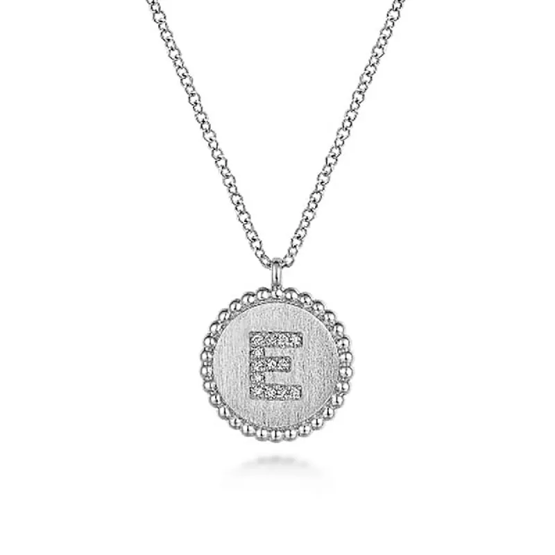 Initial E Medallion Necklace sold by MSBLUE Jewelry